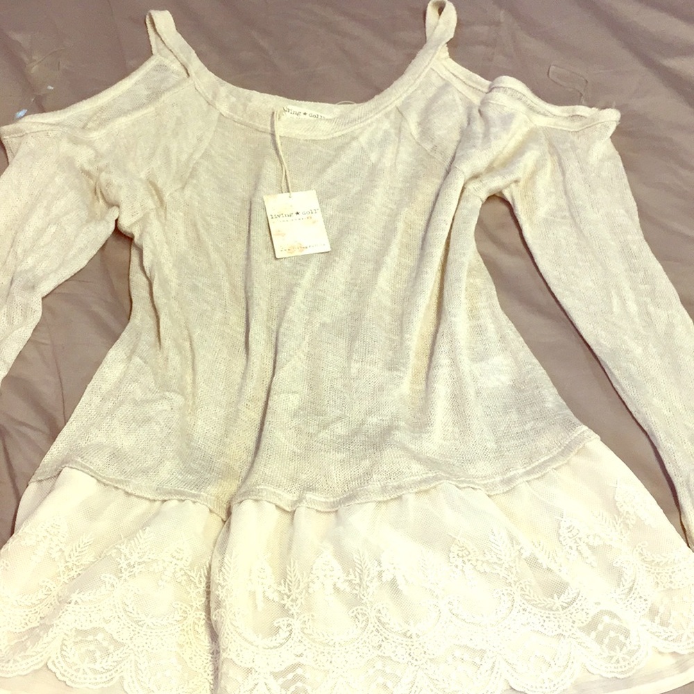 Living doll off the shoulders lightweight  sweater